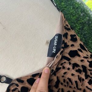 Sugarlips Tan and Black Animal Print Top